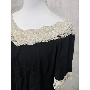 J&M Clothing Asymmetrical Lace Top Ribbed Women S Y2K Whimsygoth Style Black